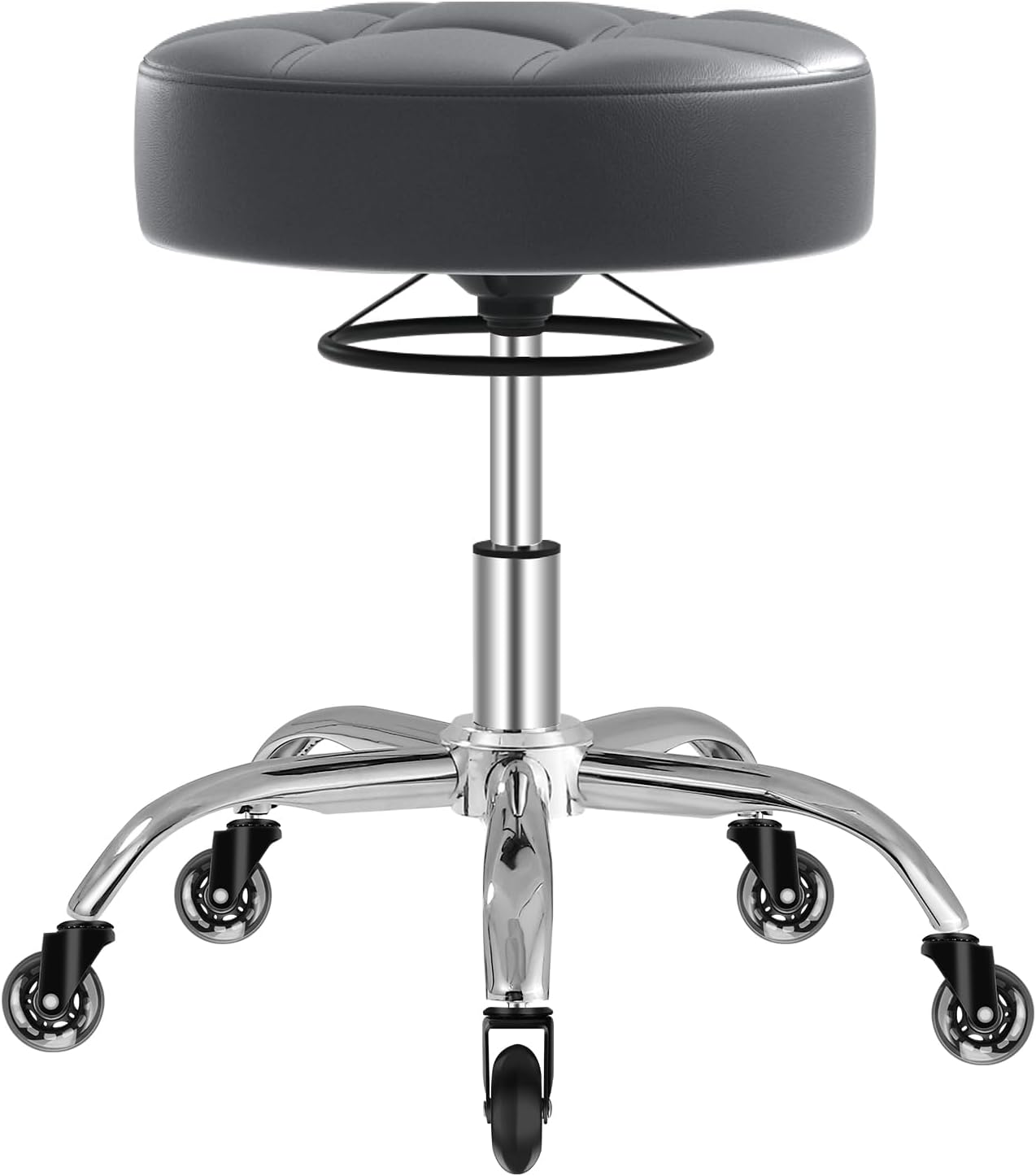 Heavy Duty Rolling Stool with Soft Cushion and 360 Swivel