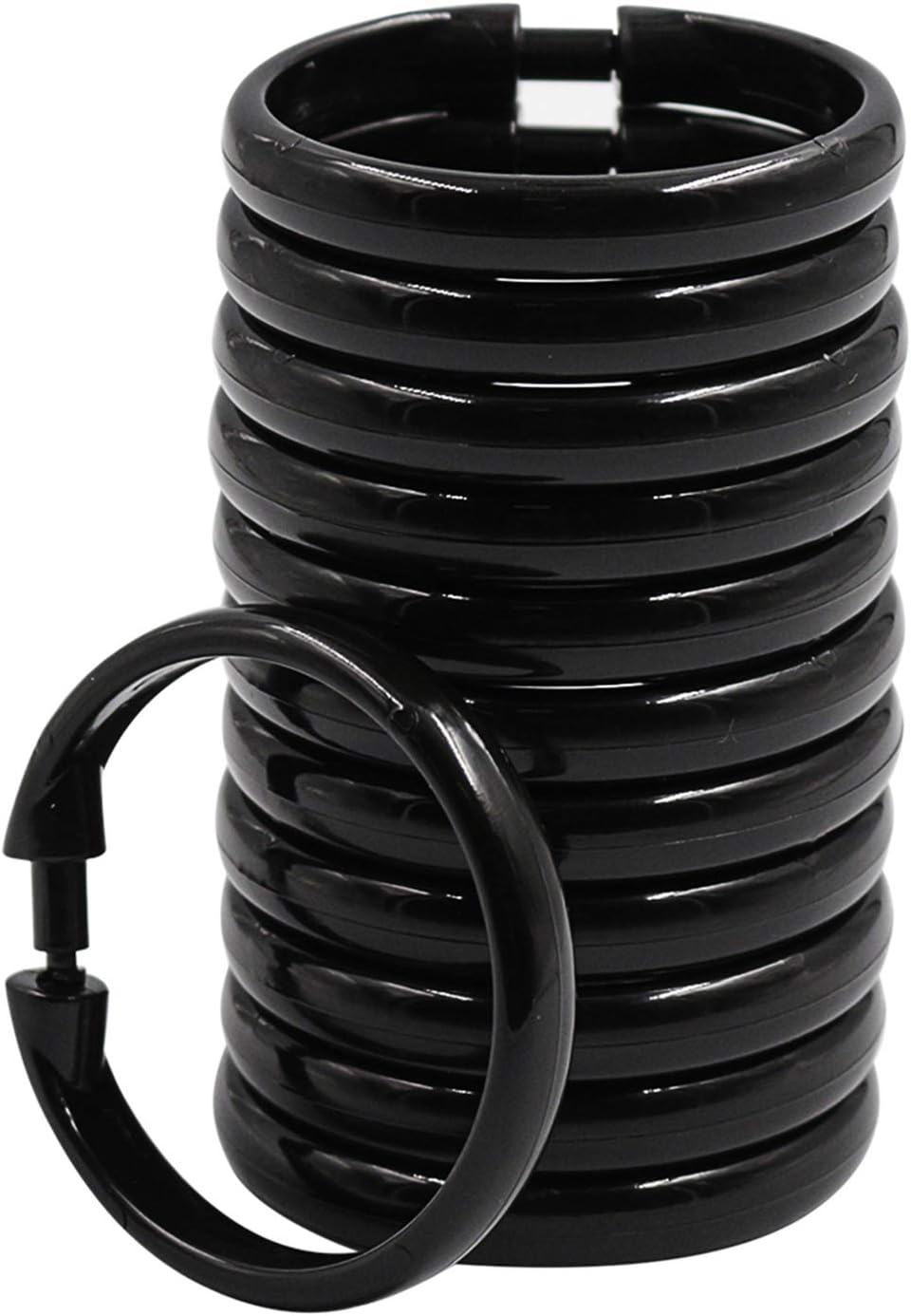 12pcs Black O-Shaped Shower Hooks for Easy Installation