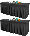 2 Packs Black Table Clothes for 6 Foot Rectangle Tables - One-Piece