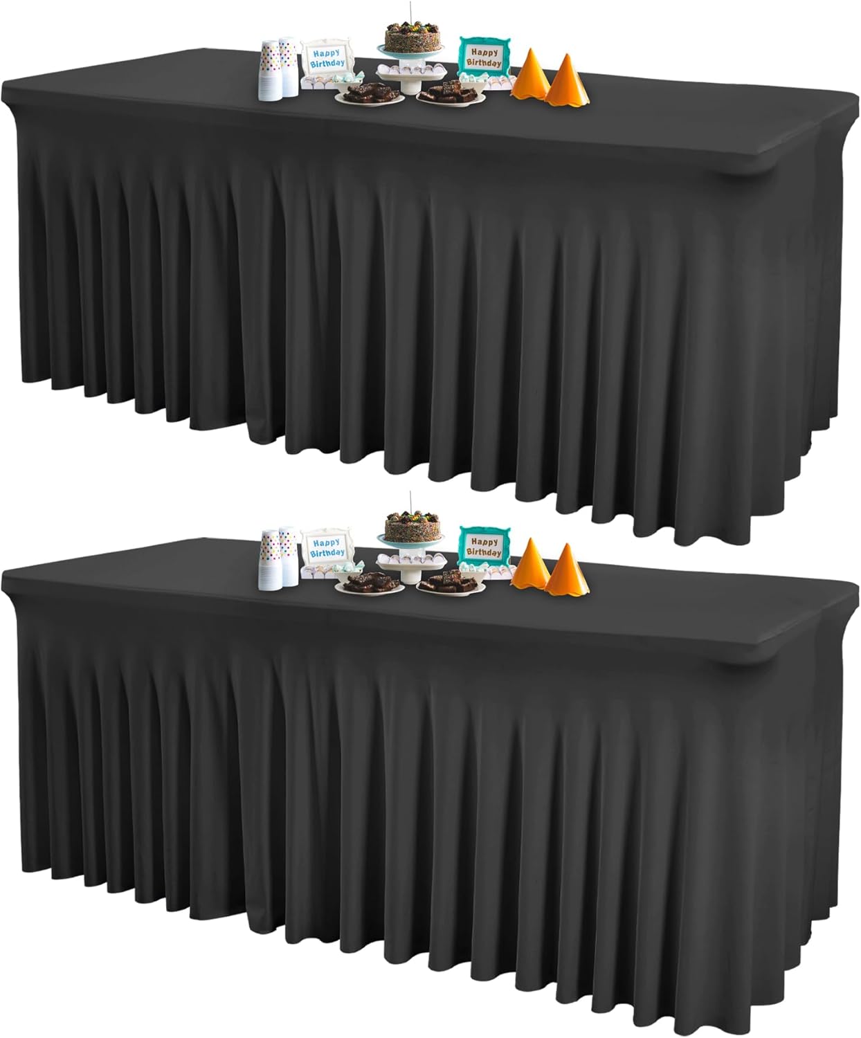 Black Table Covers for 6 Foot Rectangle Tables - 2 Packs