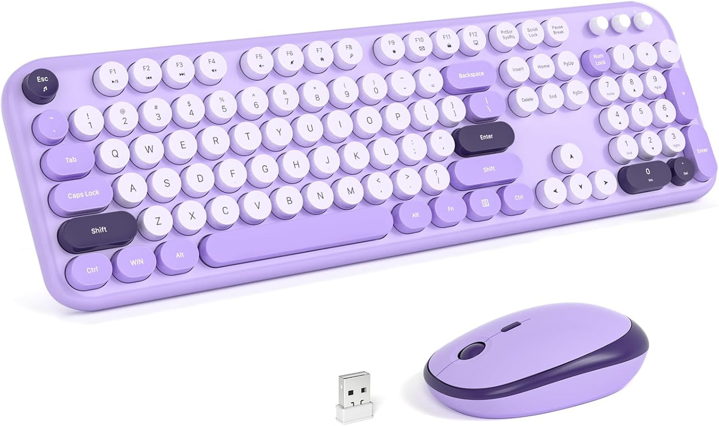 KNOWSQT Wireless Keyboard and Mouse Combo - Violet Rainbow Set