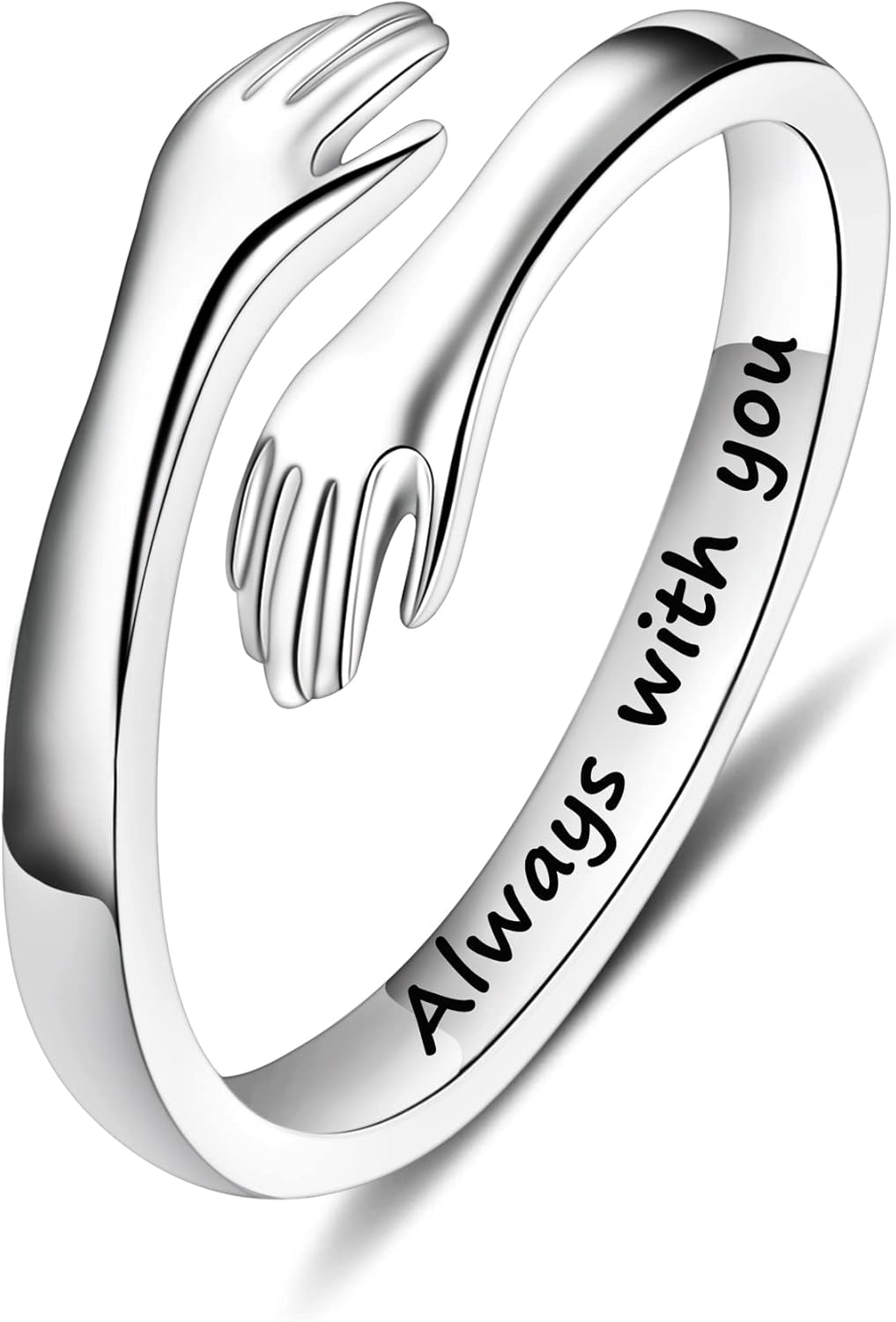 Yesteel S925 Sterling Silver Hug Ring for Women and Girls