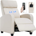 Recliner Chair with 2-Point Massage Function - PU Beige Comfort
