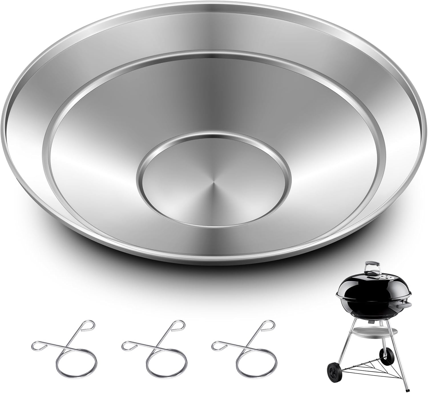 2 Pcs 13-1/2in Diameter Ash Catcher Pan for Charcoal Grill Use