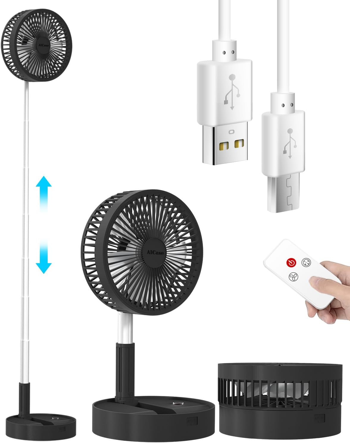 AICase Portable Stand Fan: 4-Speed Quiet Cooling