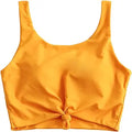 Women's High Waisted Knotted Tankini Set - Leopard Scoop Neck