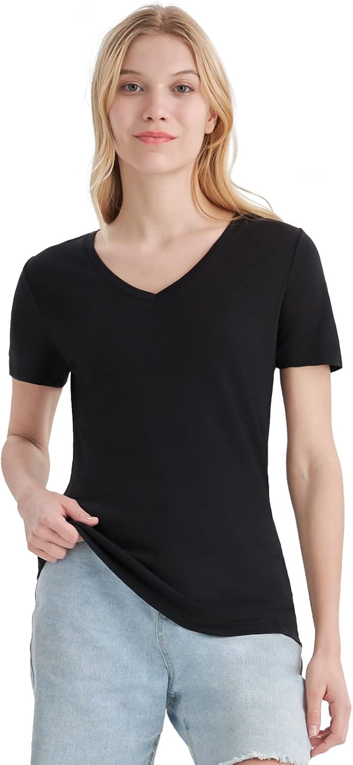Merino Wool V Neck T-Shirt for Women - Odor Resistant Base Layer