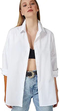 BIG DART Oversized Button Down Shirt for Women - Loose Summer Tunic