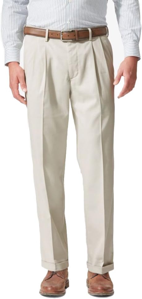 Dockers Mens Relaxed Fit Comfort Khaki Pants - Pleated Style