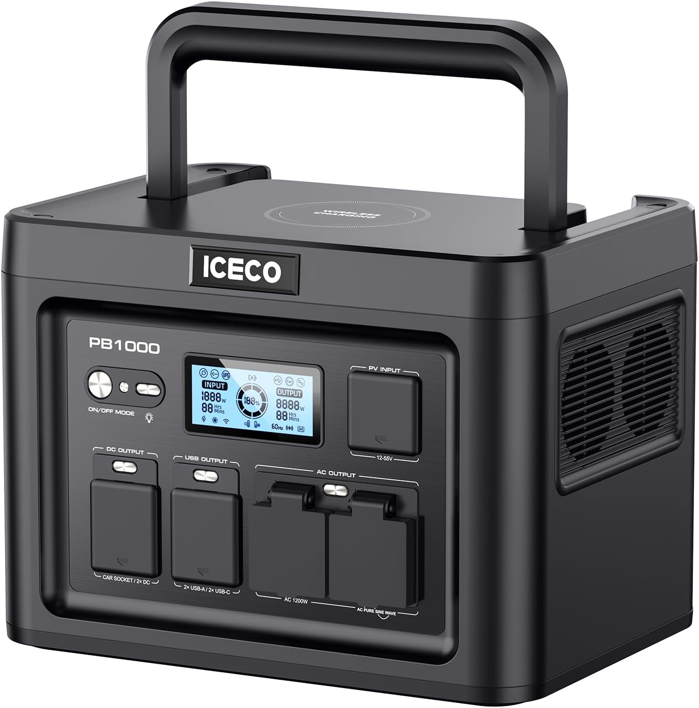 ICECO PB1000 Portable Power Station: 1075Wh Fast Charge for Home, Camping