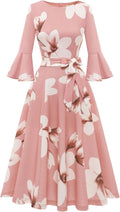 HomRain Women's Church Dress Vintage Bell Sleeve Midi - Flattering Fit