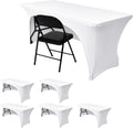 Nasitos 6 Pack White Tablecloth Rectangle for 8 ft Tables - Fitted