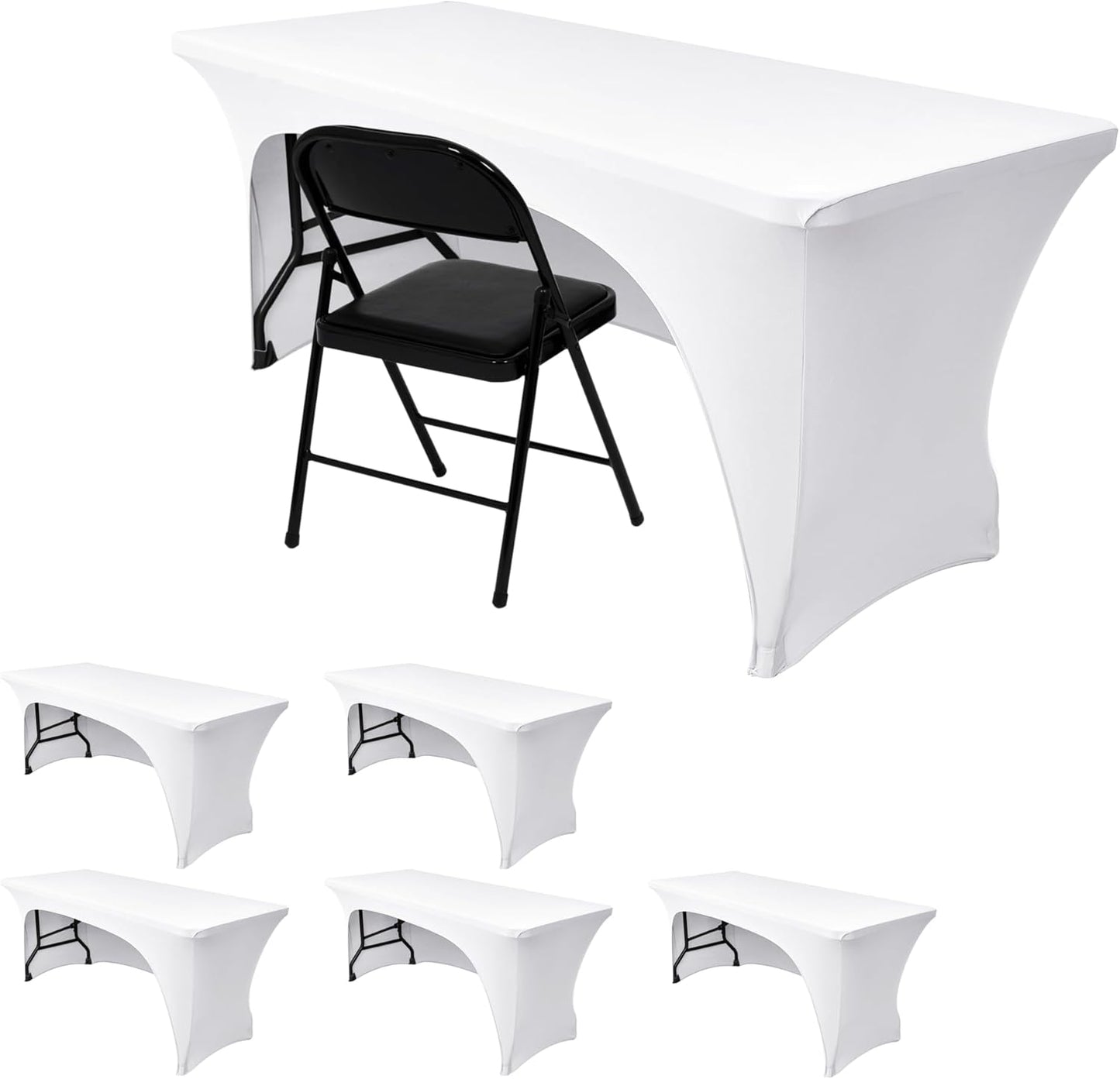 Nasitos 6 Pack White Tablecloths for 8 Foot Tables - Perfect Fit