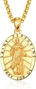 Patron Saint St. Peregrine Sterling Silver Medal Necklace - Protection