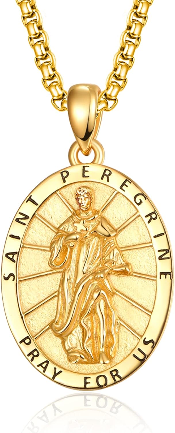 925 Sterling Silver Patron Saint Medals Amulet Necklace for Men