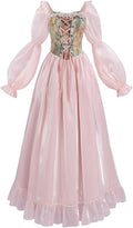 White Chiffon Renaissance Dress for Women - Shiny Victorian Gown