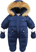 Baby Girl Winter Snowsuit with Hood and Gloves - Warm Polyester