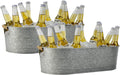 Ice Bucket Galvanized Tub 2 Pcs 5 Gallon Oval Beverage Tub - Sturdy