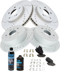 TRQ Front and Rear Performance Brake Pad & Rotor Kit - Direct Fit 12