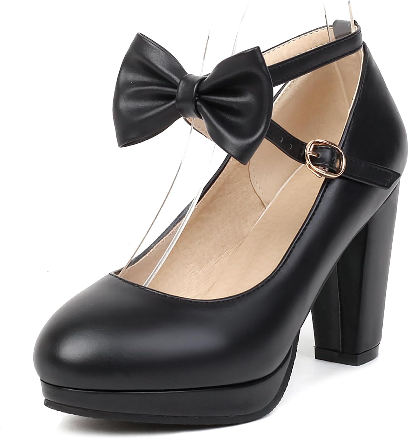 ForeMode Bow Mary Jane Shoes High Heels for Stylish Comfort