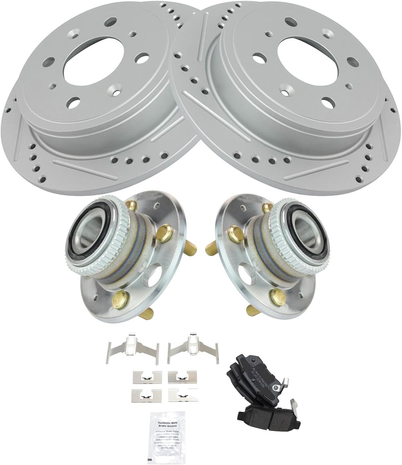 TRQ Rear Brake Pad & Rotor Kit for Acura and Honda Vehicles