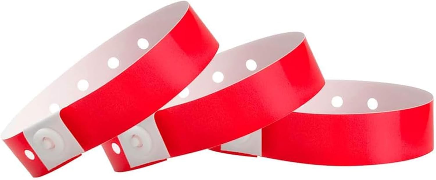 500 Neon Red Plastic Wristbands for Events by Wristco