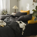Charcoal Grey Duvet Cover Set Queen - Soft Jersey Knit Bedding