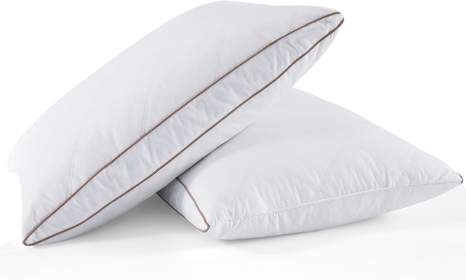 WOLKI Deluxe Goose Down Queen Pillows x2, 100% Cotton Cover, Hotel Quality for All Sleepers
