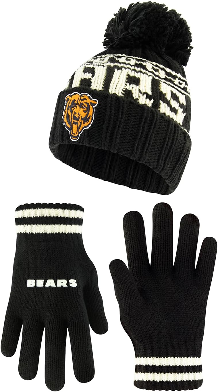 Ultra Game NFL Official Super Soft Cable Knit Beanie & Gloves