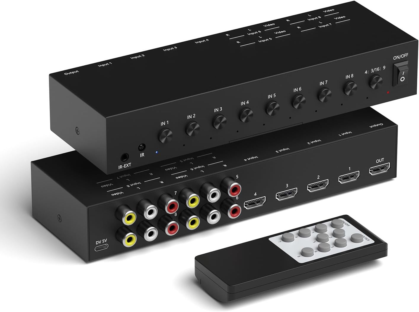 4 AV to HDMI Converter and 4 Way HDMI Switcher for Gaming