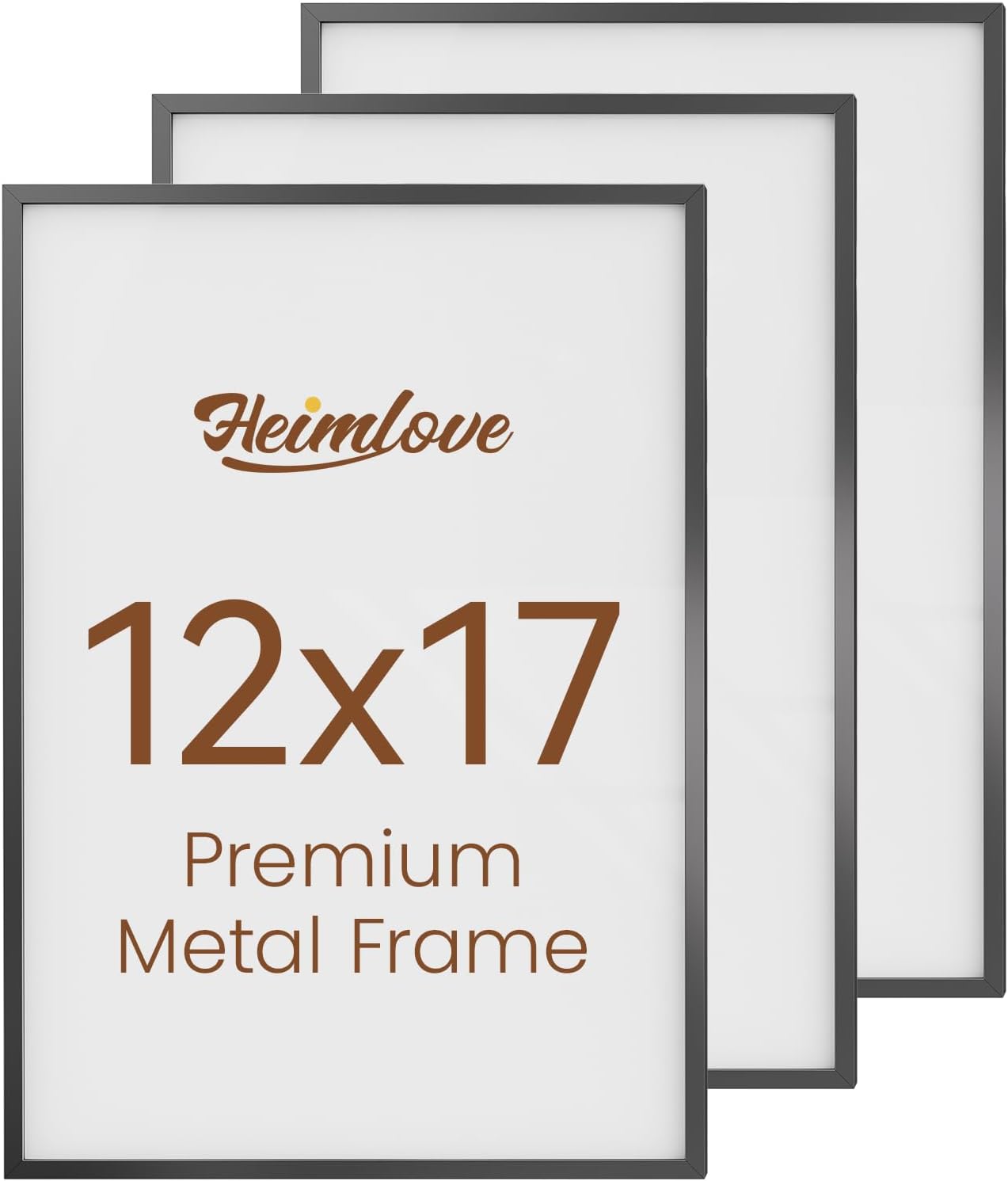 12x17 Metal Picture Frame - Black Aluminum Photo Frames Set
