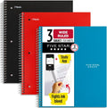 Five Star Spiral Notebooks 3 Pack, 3 Subject Wide Ruled - Durable