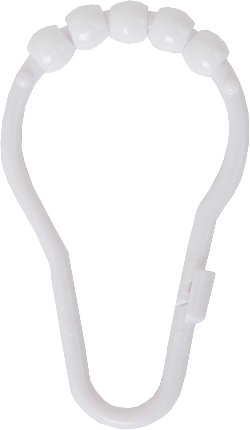 Smooth Gliding Shower Hooks, Set of 12, White