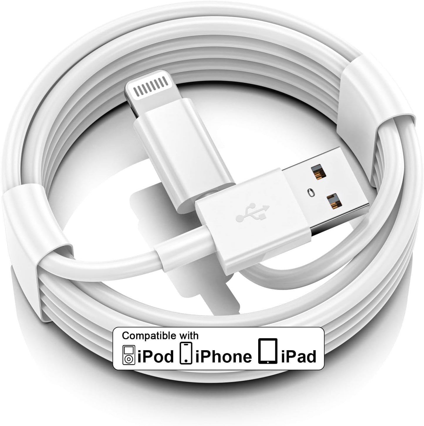 Fast Charging Lightning Cable for iPhone Tangle-Free - 3ft White