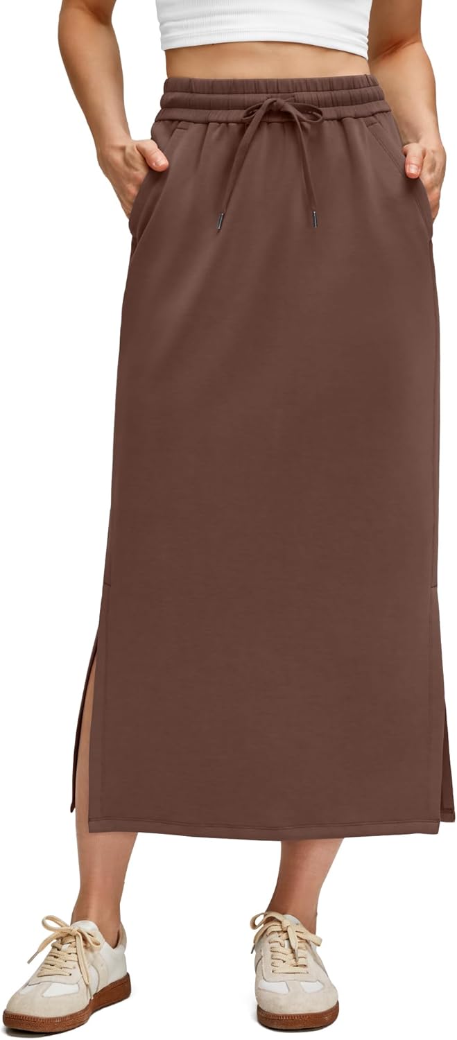 G4Free Smoofit Maxi Skirt for Women with Side Slits and Pockets