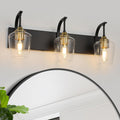 Black 3-Light Vanity Light with Clear Glass Shades - Modern Luxury