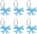 Decorative Shower Curtain Hooks Blue Bow Knot - Set of 12