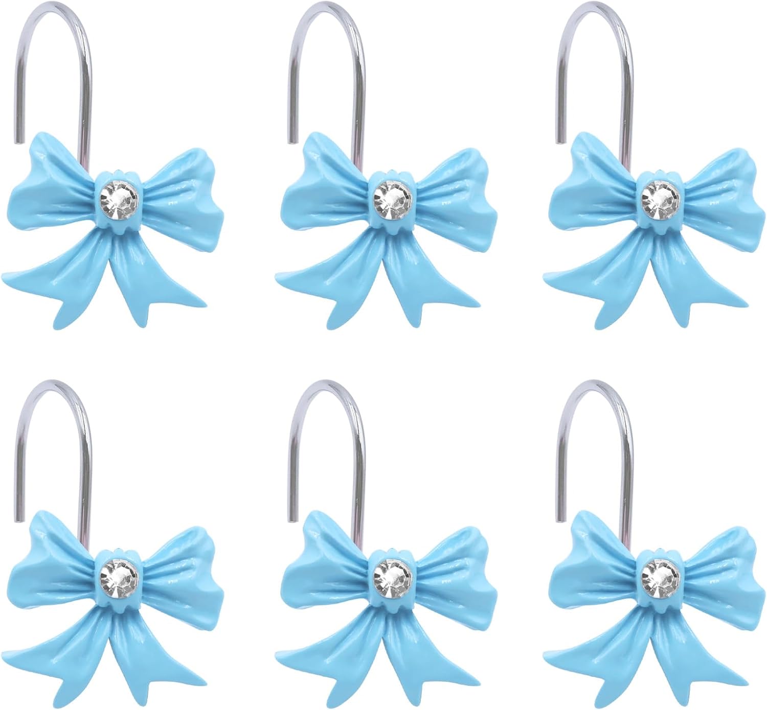 Set of 12 Faitove Blue Bow Knot Shower Hooks - Adorable Bathroom Decor