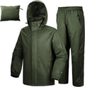 Mens Packable Rain Suit for Golf and Hiking - Lightweight 2-Piece