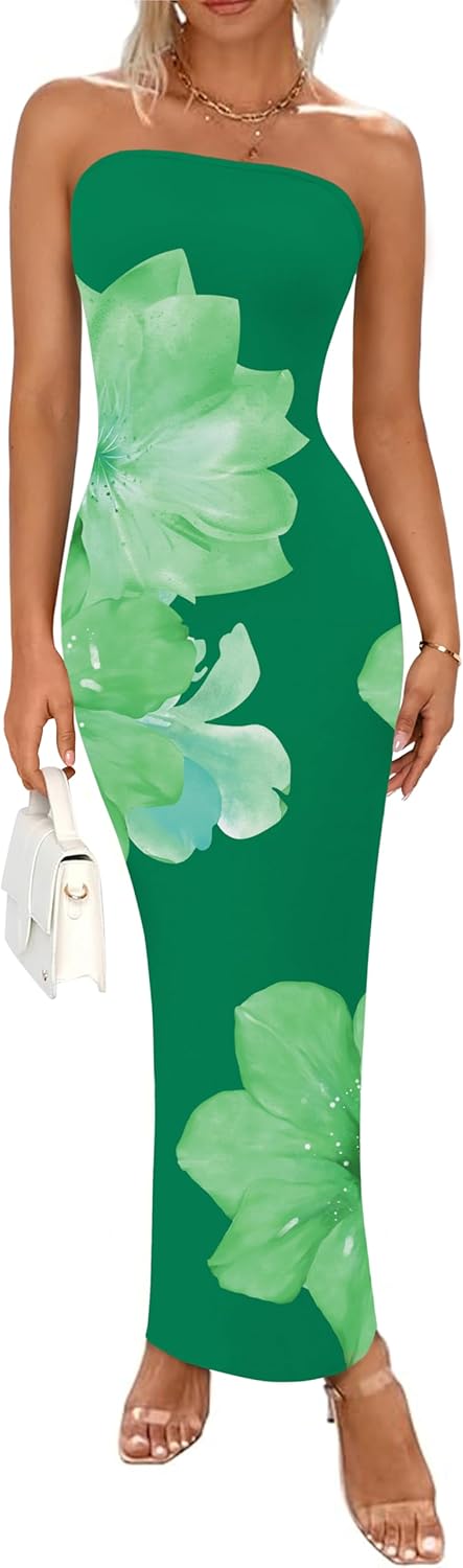 Stunning Floral Strapless Maxi Dress for Summer Events