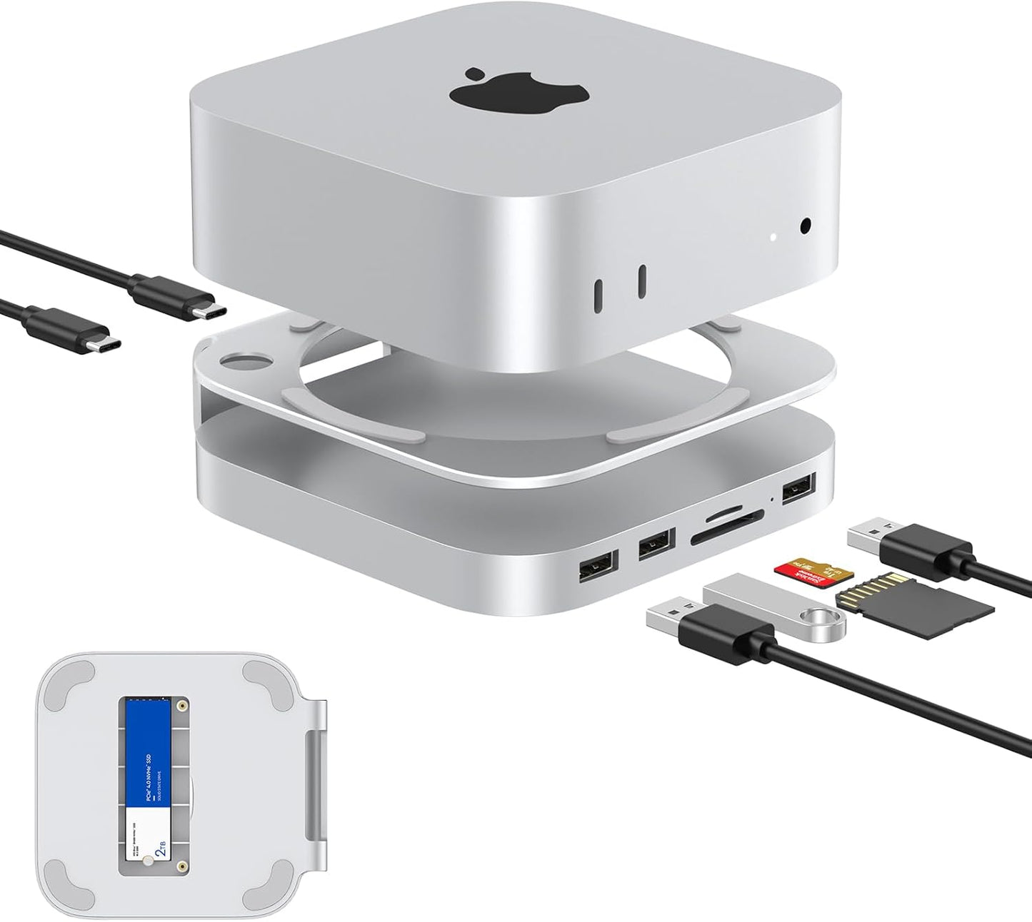 Aluminum Mac Mini Dock with NVMe SSD Enclosure