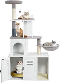 Snughome Cat Tree with Litter Box Enclosure - 2-in-1 Modern Cat Tower