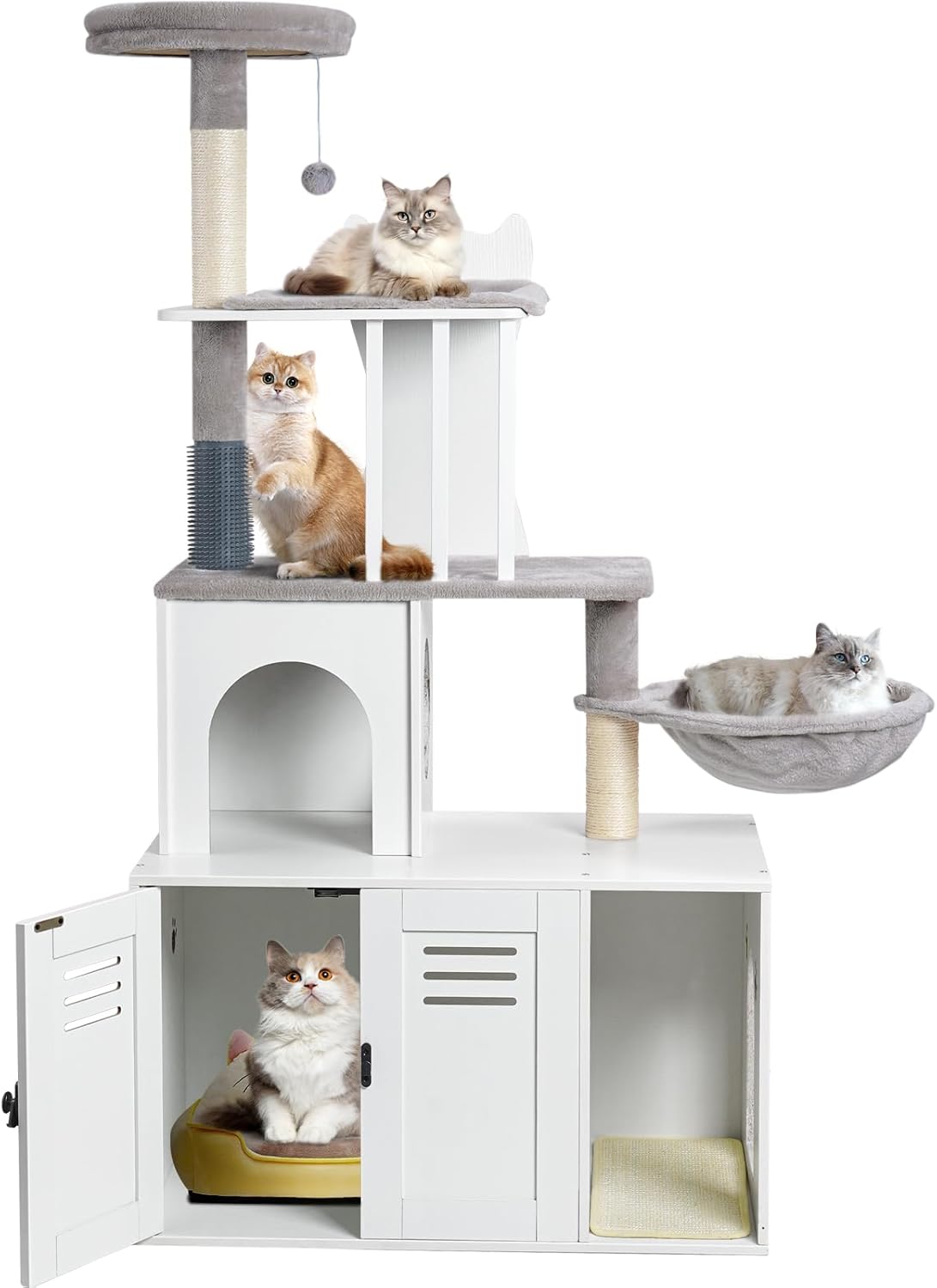 Snughome Cat Tree with Litter Box Enclosure for Indoor Cats