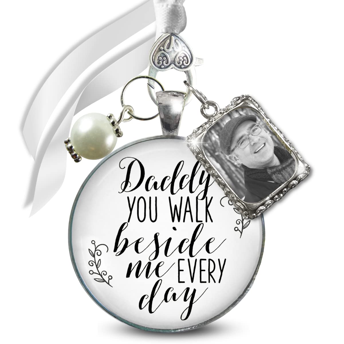 Memorial Wedding Bouquet Charm for Father in Loving Memory