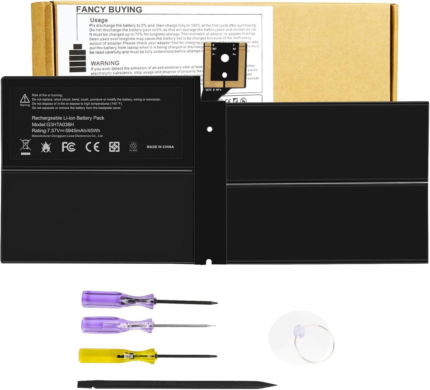 45Wh G3HTA038H DYNM02 Laptop Battery for Surface Pro 5 & 6