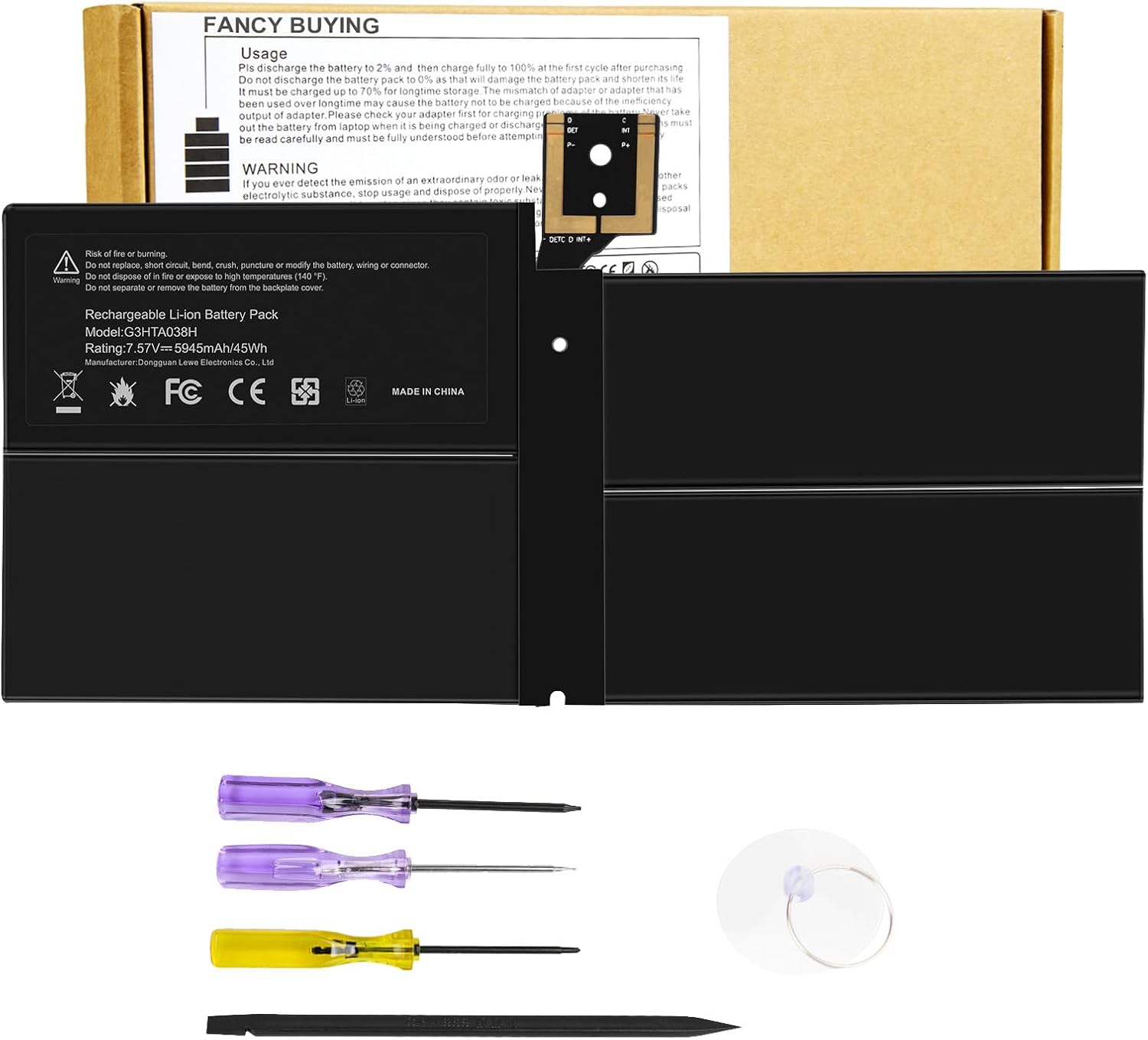 45Wh G3HTA038H DYNM02 Laptop Battery for Surface Pro 5 & 6