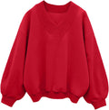 Hilinker Womens V Neck Oversized Sweatshirts Casual Drop Shoulder cute