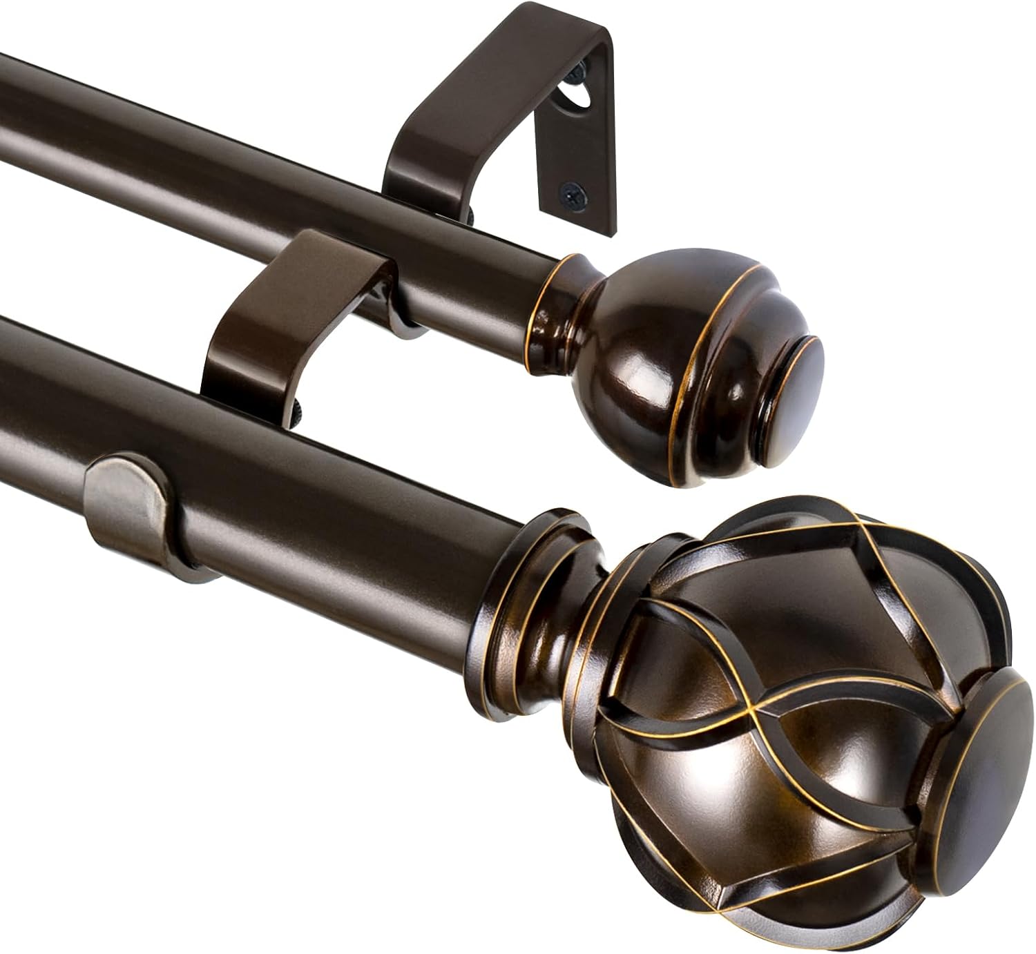 KAMANINA Double Curtain Rods 140 to 195 Inches for Windows