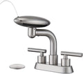 Bathroom Sink Faucet 3 Hole Brushed Nickel 4 in Centerset - 4 Mode