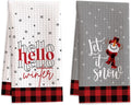 Snowy Plaid Christmas Tea Towels by BONETAT